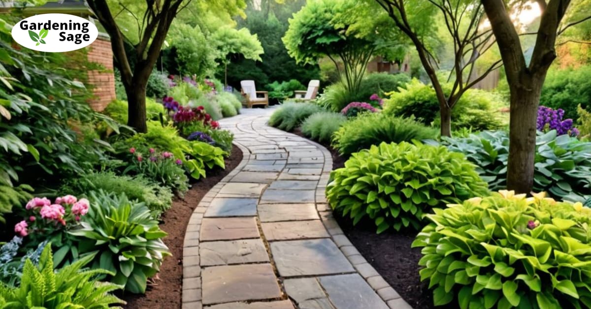 Garden designer and homeowner plan vibrant paths for gardens, surrounded by lush foliage and flowers.
